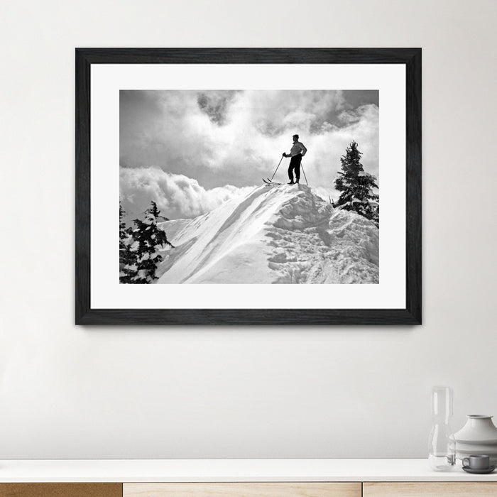A Skier On Top Of Mount Hood by Bridgman Images  on GIANT ART - black and white photography