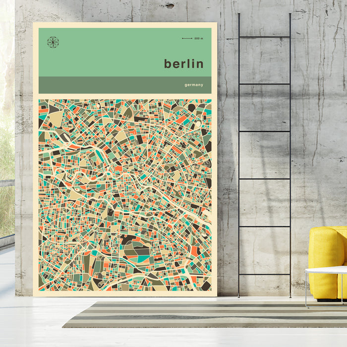 Berlin Map by Jazzberry Blue on GIANT ART - pink vector illustration