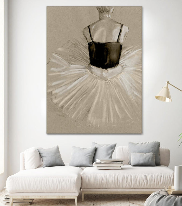 Black Leotard II by Jennifer Paxton Parker on GIANT ART - beige black & white ballerina
