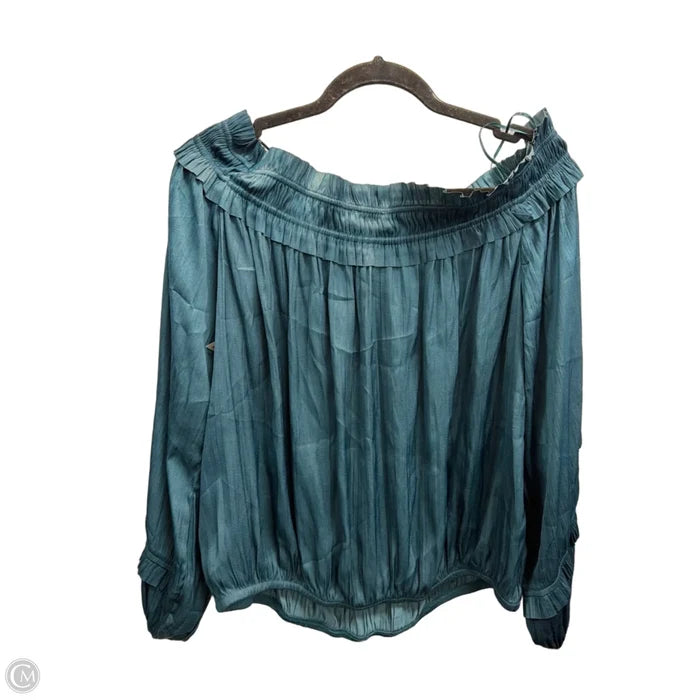 Blouse Long Sleeve By Evereve In Teal, Size: Xl
