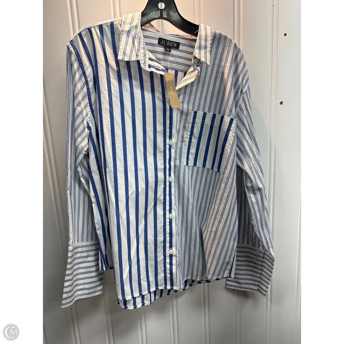 Blouse Long Sleeve By J. Crew In Striped Pattern, Size: L