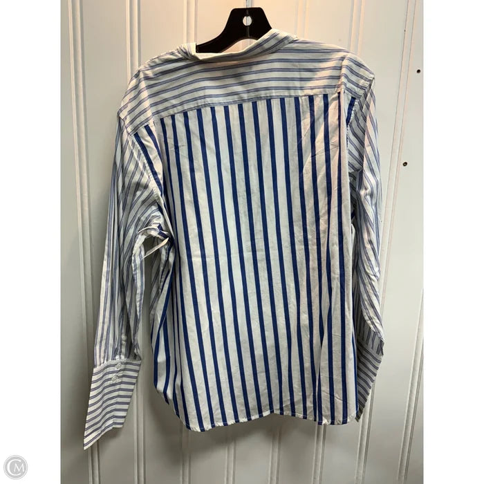 Blouse Long Sleeve By J. Crew In Striped Pattern, Size: L