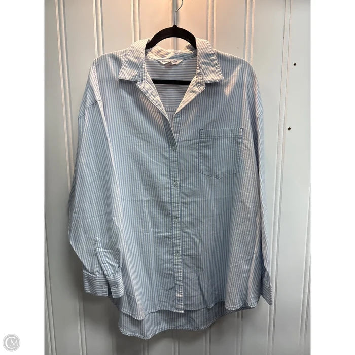 Blouse Long Sleeve By Old Navy In Striped Pattern, Size: L
