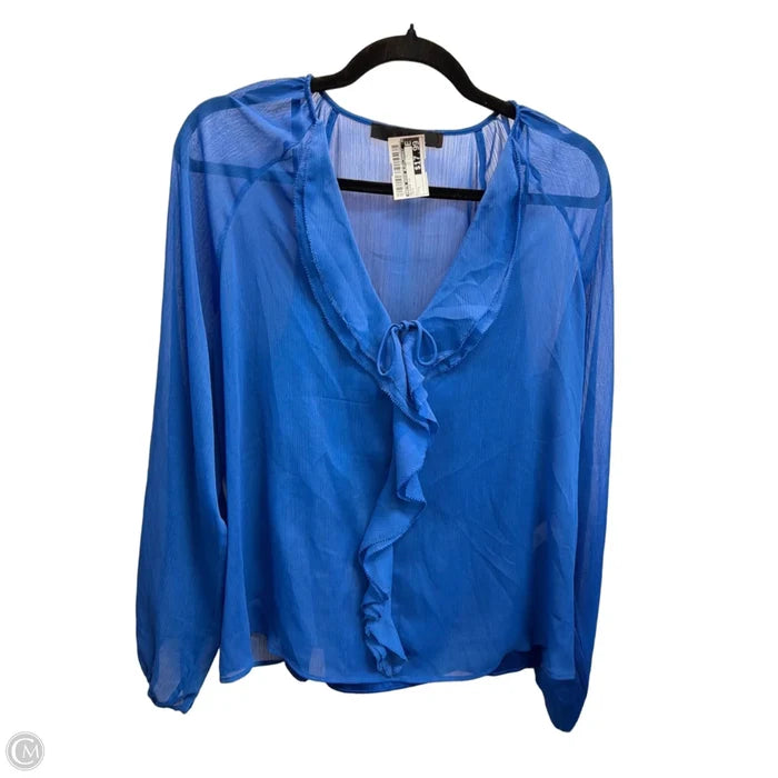 Blouse Long Sleeve By White House Black Market In Blue, Size: L