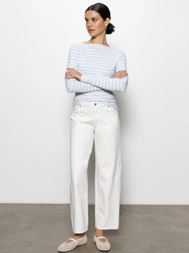 District Column Ankle Jeans, Bleached White - 13 Hub Lane   |  Barrel Jeans