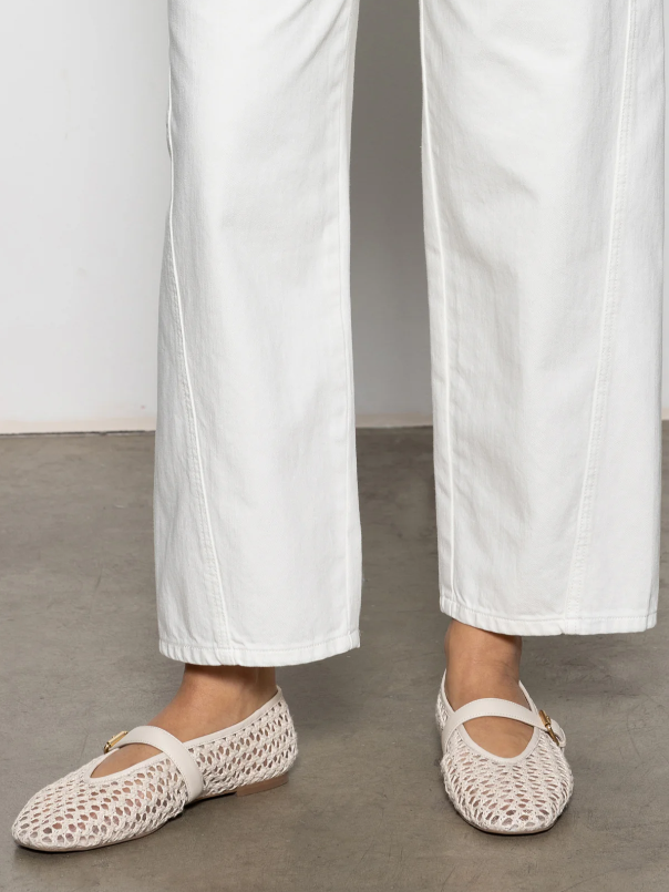 District Column Ankle Jeans, Bleached White - 13 Hub Lane   |  Barrel Jeans