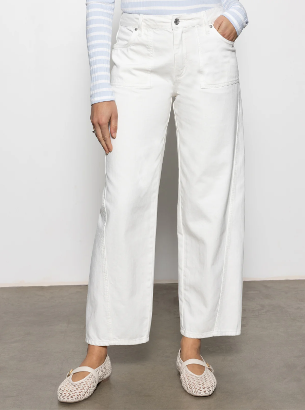 District Column Ankle Jeans, Bleached White - 13 Hub Lane   |  Barrel Jeans