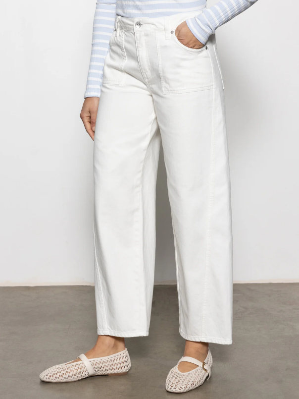 District Column Ankle Jeans, Bleached White - 13 Hub Lane   |  Barrel Jeans