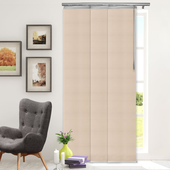 Dunmore Cream 3-Panel Single Rail Panel Track Extendable 28"-43"W x 91.4"H, Panel width 15.75" - 80% LIGHT-FILTERING