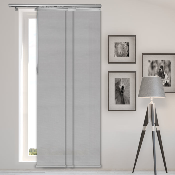 Embroidered Cadet 3-Panel Single Rail Panel Track Extendable 28"-43"W x 91.4"H, Panel width 15.75" - 80% LIGHT-FILTERING