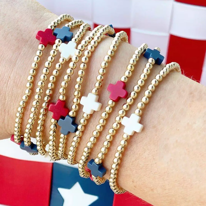 enewton Signature Cross Gold Pattern Bead Bracelet - 13 Hub Lane   |  Beaded Bracelets