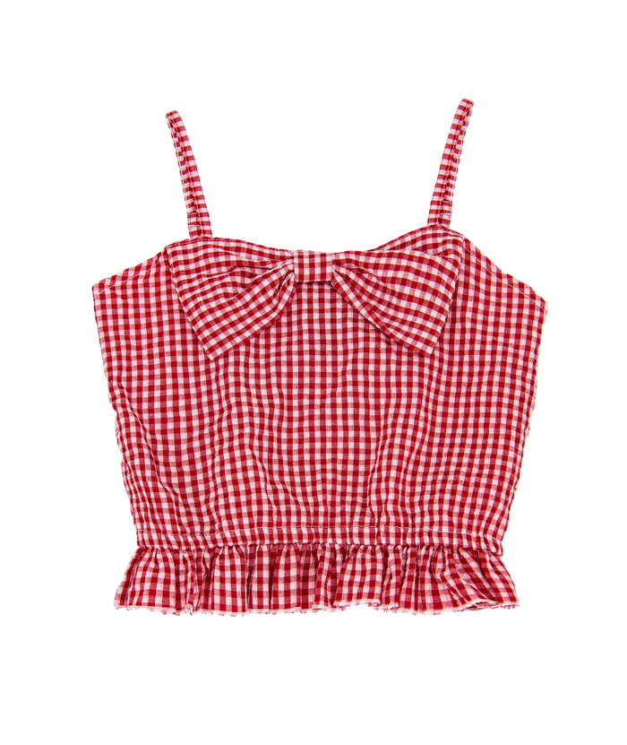 FBZ Girls Olivia Red Gingham Bow Top Distressed/seasonal girls FBZ Flowers By Zoe