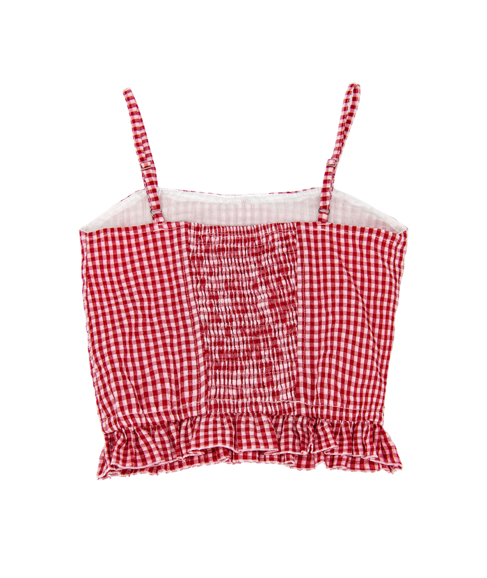 FBZ Girls Olivia Red Gingham Bow Top Distressed/seasonal girls FBZ Flowers By Zoe