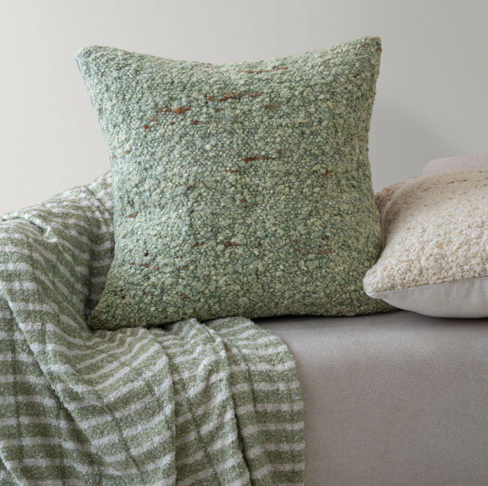 Green Boucle Pillow - 13 Hub Lane   |  Bouclé Pillows
