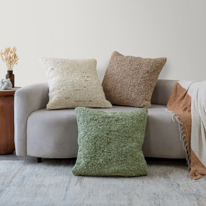 Green Boucle Pillow - 13 Hub Lane   |  Bouclé Pillows