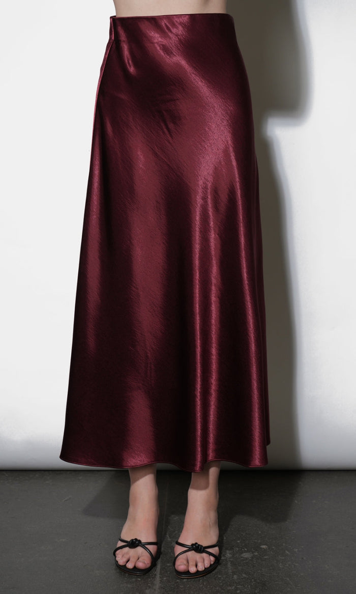 Greylin Paige Midi Slip Skirt in Dark Cherry