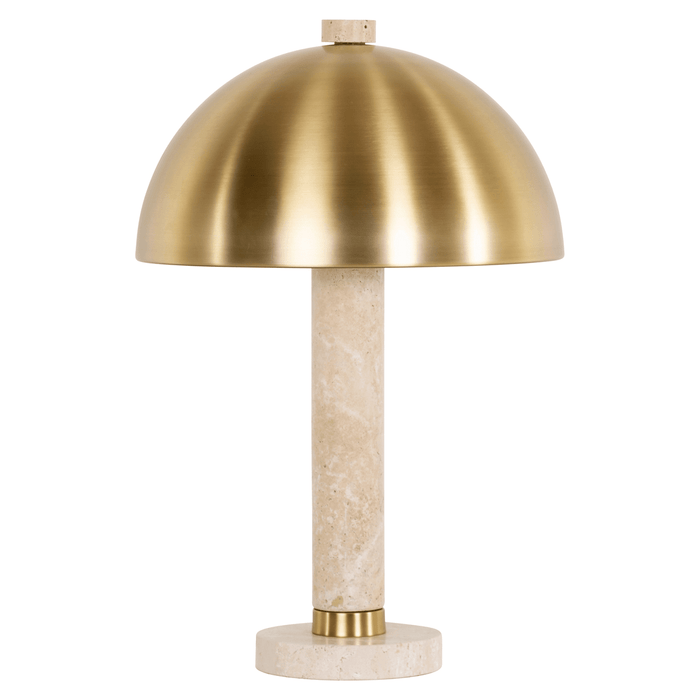 Hannah Travertine Marble Table Lamp with Brushed Gold Shade Lighting