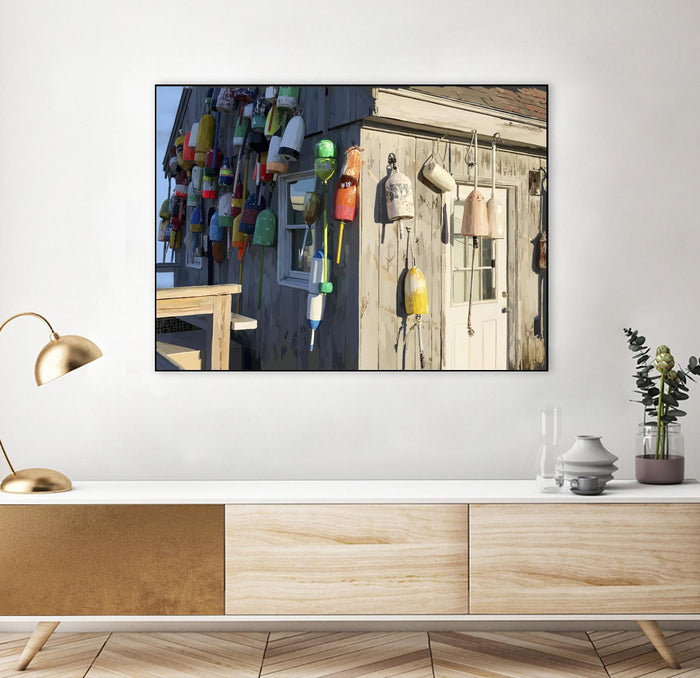 Hut on Badgers Island I by Emily Kalina on GIANT ART - pink coastal & tropical abstract