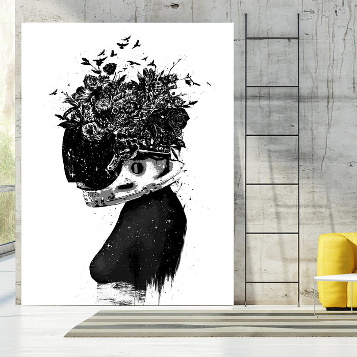 Hybrid Girl by Balazs Solti on GIANT ART - black,white contemporary, figurative, urban/pop surrealism, flowers, silhouettes