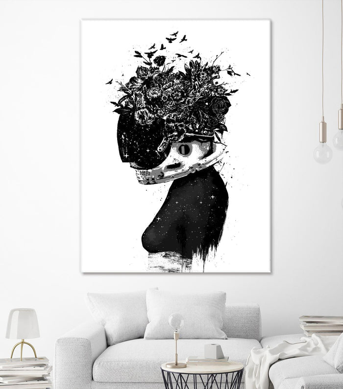 Hybrid Girl by Balazs Solti on GIANT ART - black,white contemporary, figurative, urban/pop surrealism, flowers, silhouettes