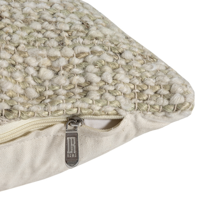 Ivory & Green Wool Pillow - 13 Hub Lane   |  Decorative Pillows