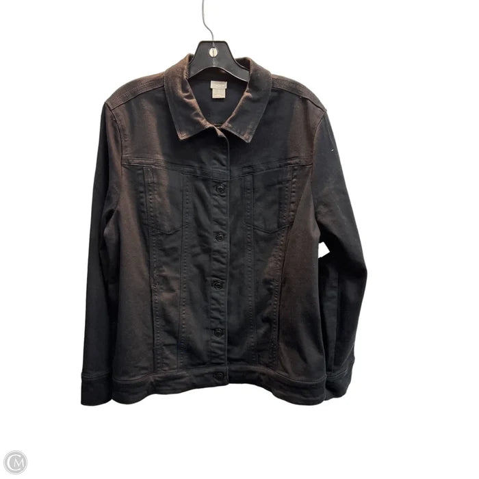 Jacket Denim By Chicos In Black, Size: Xl