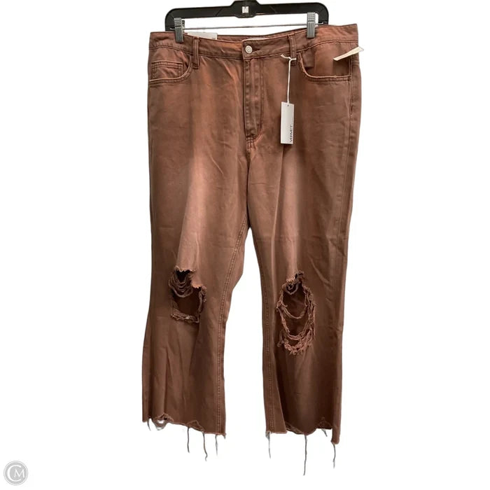Jeans Wide Leg By Vervet In Brown Denim, Size: 14
