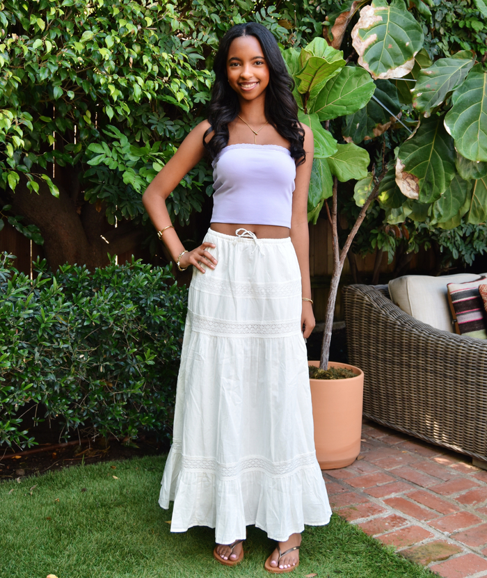 Katie J NYC Girls Sofie Maxi Skirt Girls Casual Bottoms Katie J NYC White Y/S (7/8)