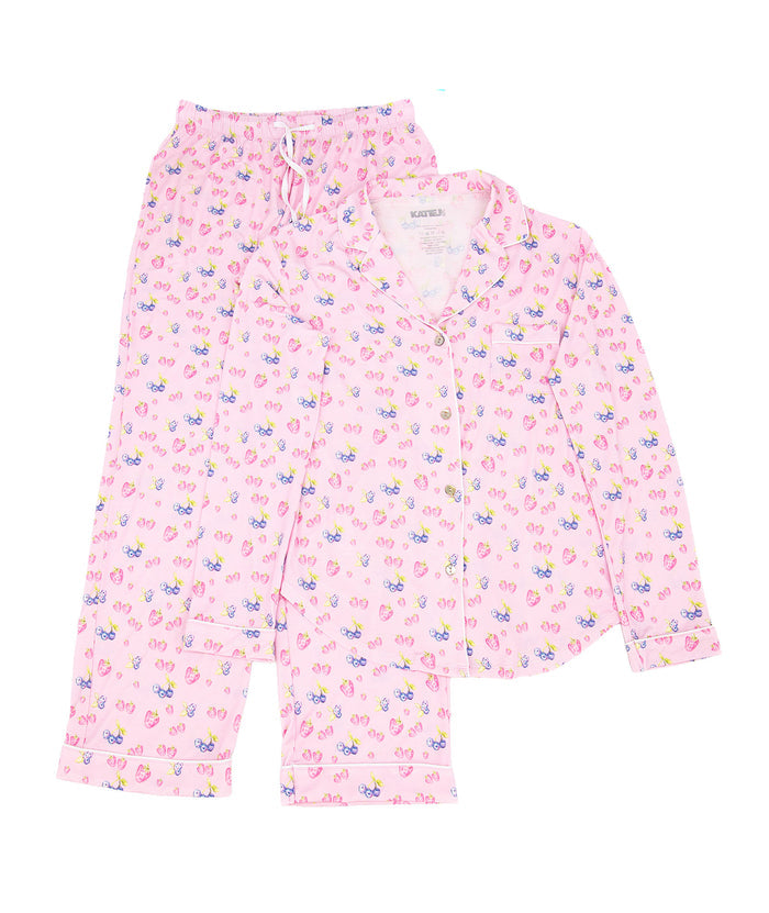 Katie J NYC Juniors Berries and Cream Maia Pants PJ Set Accessories Katie J NYC Multi Juniors/Women XXS