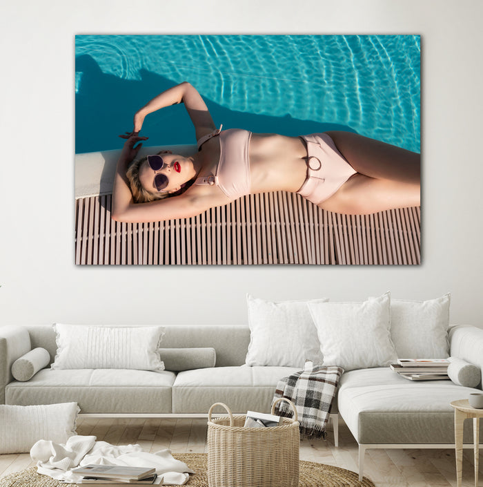 Poolside by Colin on GIANT ART - beige figurative sunbathing