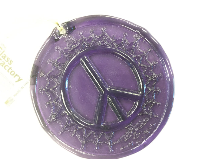 RECYCLED GLASS SUN CATCHER- PEACE SIGN