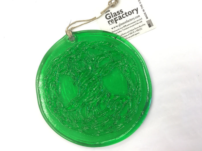 RECYCLED GLASS SUN CATCHER TREE OF LIFE- BLUE