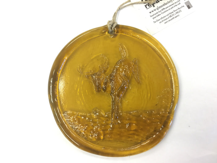 RECYCLED GLASS SUN CATCHER WHITE TAIL DEER