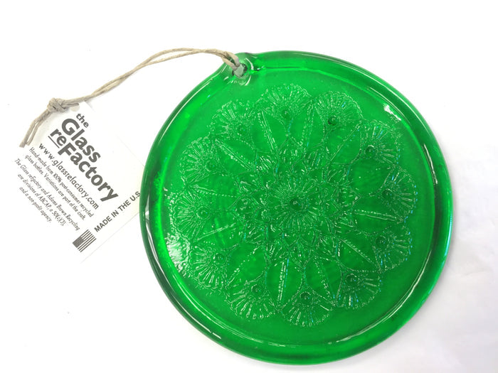 RECYCLED GLASS SUNCATCHER MANDALA- GREEN