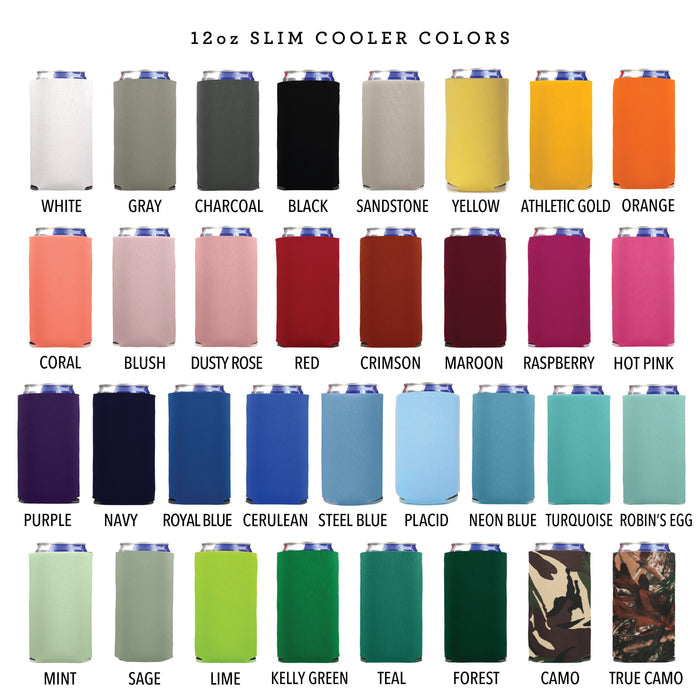 Slim 12oz Wedding Can Cooler #173S - Here's To The Night