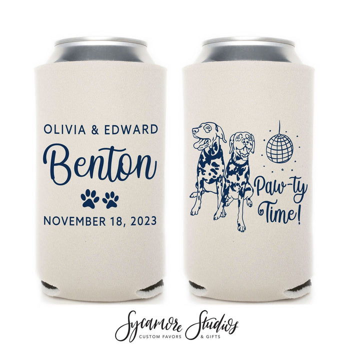 Slim 12oz Wedding Can Cooler #201S - Paw