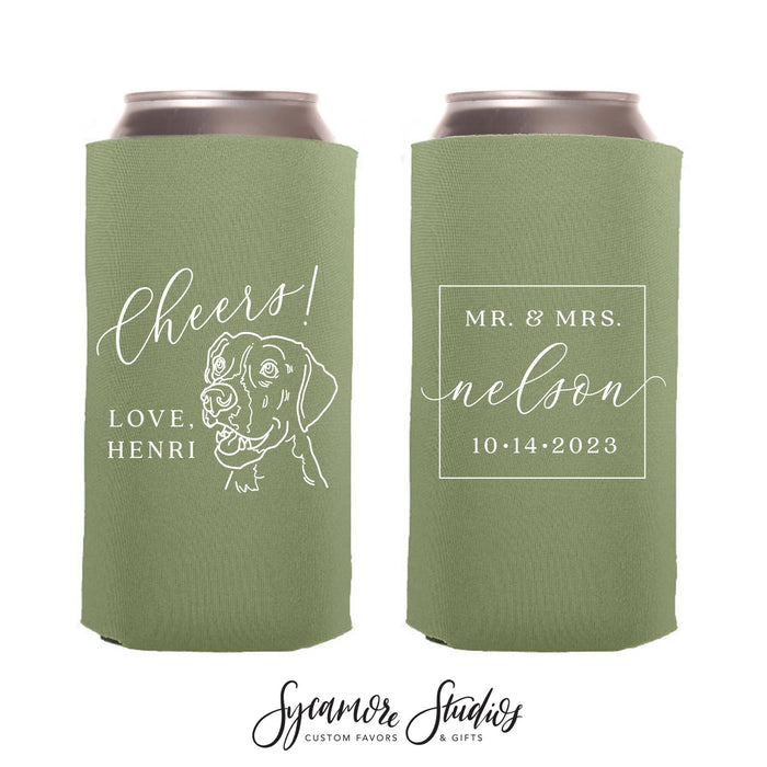 Slim 12oz Wedding Can Cooler #204S - Cheers