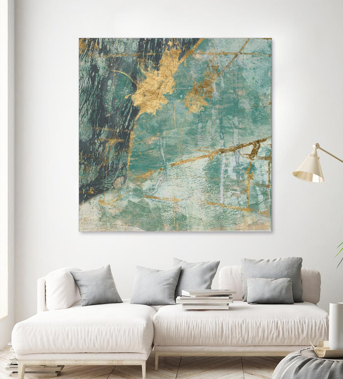 Teal Lace I by Jennifer Goldberger on GIANT ART - green abstract