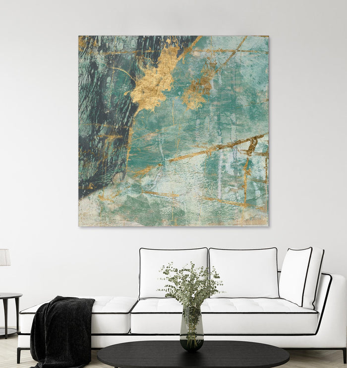 Teal Lace I by Jennifer Goldberger on GIANT ART - green abstract