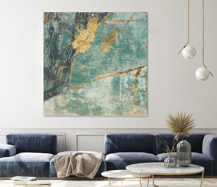 Teal Lace I by Jennifer Goldberger on GIANT ART - green abstract