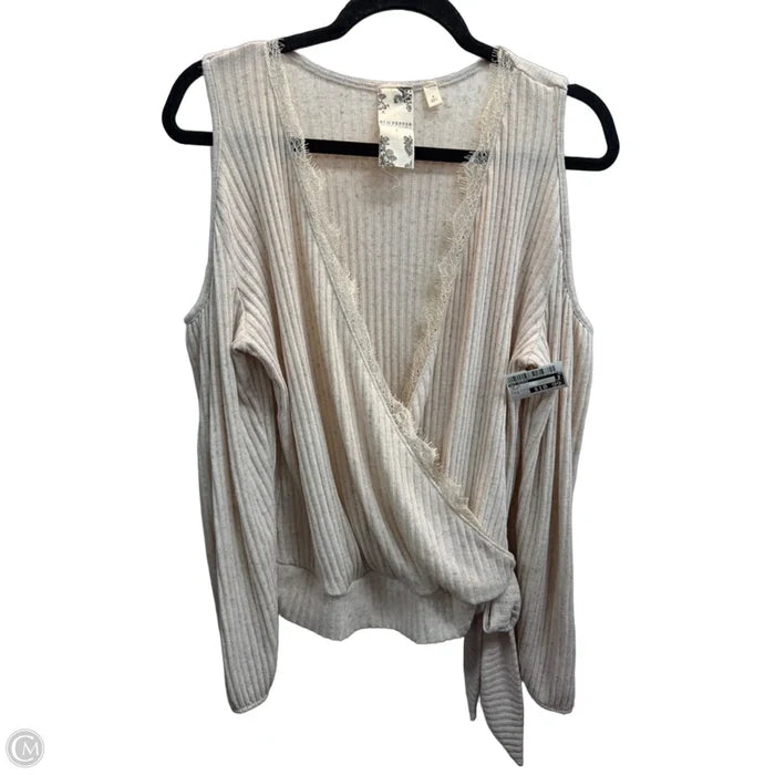 Top Long Sleeve By Blu Pepper In Cream, Size: S