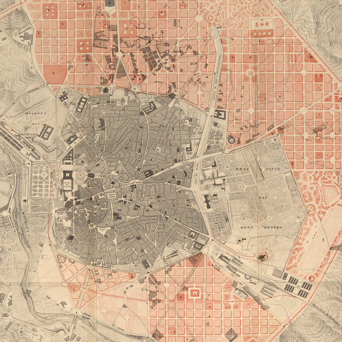 Vintage Map of Madrid Spain (1861) by Adam Shaw on GIANT ART - white photo illustration