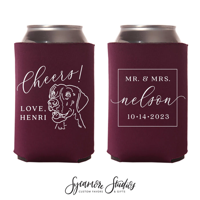 Custom Pet Illustration - Wedding Can Cooler #204R