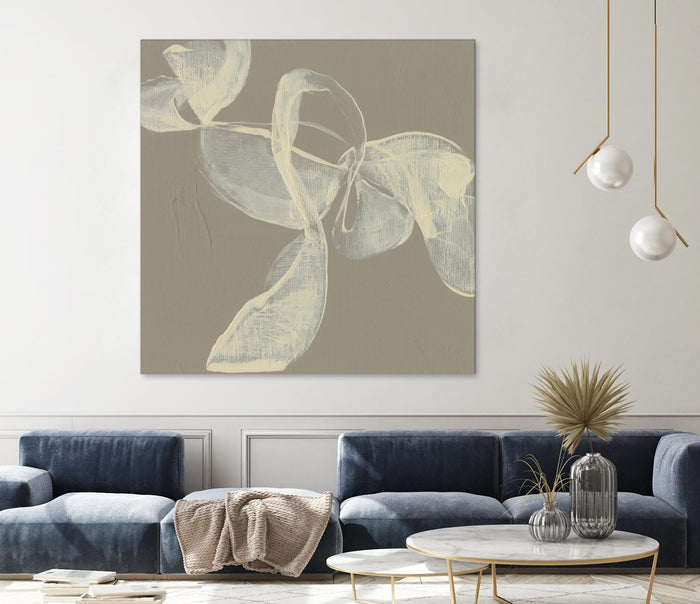 White Ribbon on Beige I by Jennifer Goldberger on GIANT ART - beige abstract abstract